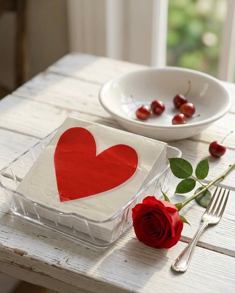 WhatsApp Image 2026-03-04 at 1.12.26 PM (7) RED HEART NAPKINS SET OF 20 - Image 1