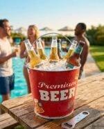 ICE BUCKET WITH BEER OPENER ON THE SIDE (Height 23 cm . Diameter 25 cm)