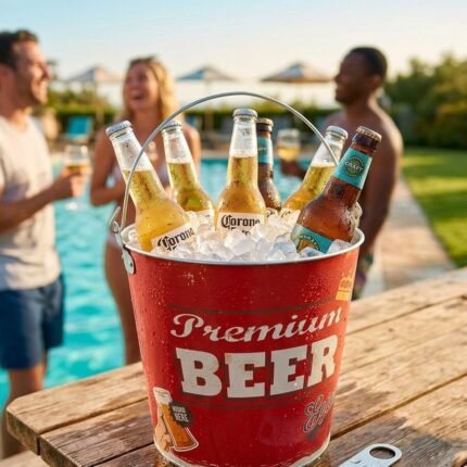 ICE BUCKET WITH BEER OPENER ON THE SIDE (Height 23 cm . Diameter 25 cm)