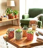 SET OF 4 POP GARDEN FLOWER POTS 12 CM X 12 CM