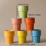 CERAMIC ICE CREAM COLORFUL CUSPS SET OF 6 - Image 4