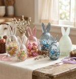 EASTER EGG GLASS CANDY HOLDER SET 21 x 10 cm & 17 x 8cm