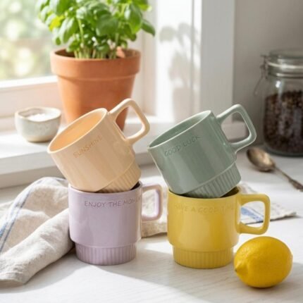 SET OF 4 COLORFUL SUNSHINE MUGS
