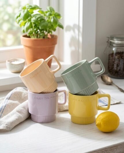 SET OF 4 COLORFUL SUNSHINE MUGS
