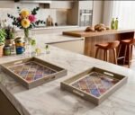 MOSAIC BLOOM WOODEN TRAY SET (39.5 X 29.5 CM) & (34 X 24 CM) - Image 9