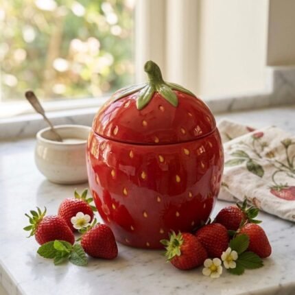 STRAWBERRY CERAMIC JAR