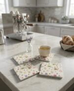 SMALL FLOWERS CERAMIC COASTERS SET OF 4 (10 CM)