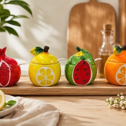 FRUIT SMALL CERAMIC JAR WITH SPOON