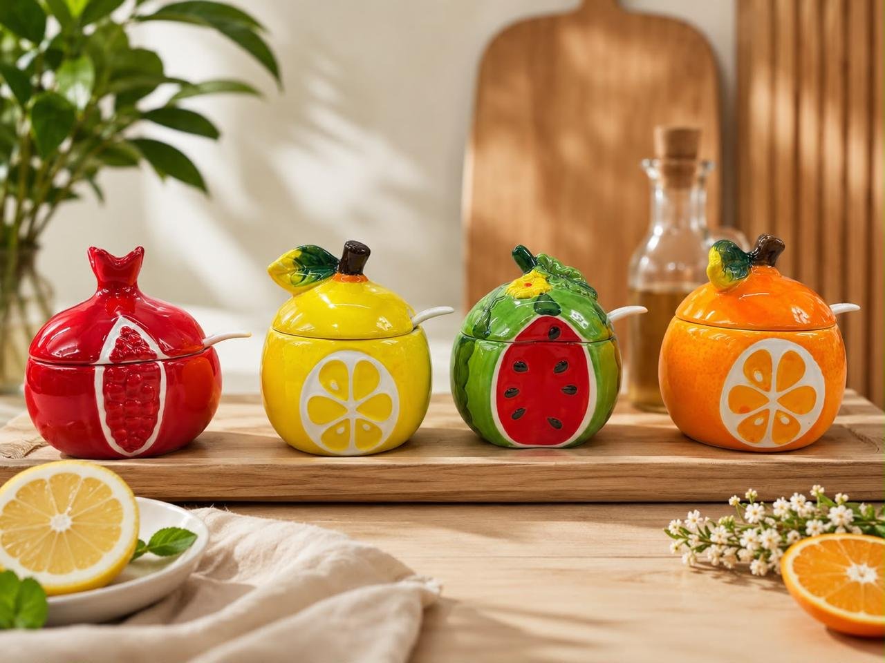 WhatsApp Image 2026-07-01 at 1.50.27 PM (1) FRUIT SMALL CERAMIC JAR WITH SPOON - Image 1
