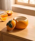 ORANGE CERAMIC FRUIT ASHTRAY (11 CM x 8 CM)