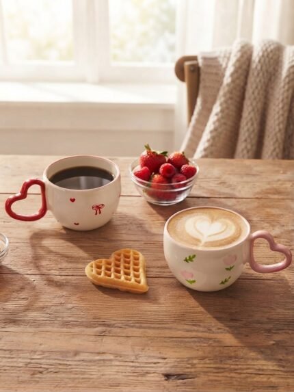 CERAMIC HEART HANDLE MUG 300 ML