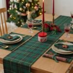 GREEN CHECKERED CHRISTMAS RUNNER 180 cm x 40 cm