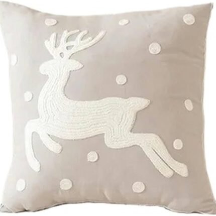 GREY CHRISTMAS PILLOW WITH WHITE DEERS 45 X45