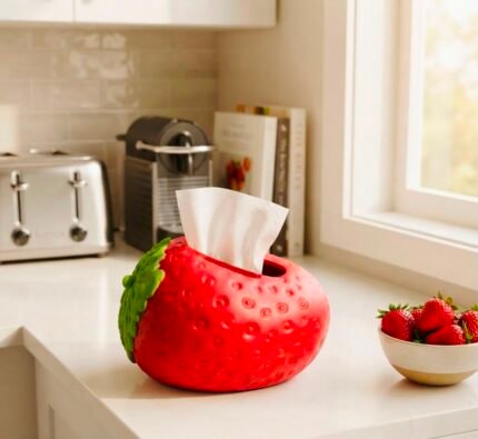 STRAWBERRY RIGID PLASTIC TISSUE BOX