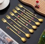 CHRISTMAS TEA COFFEE SPOON SET OF SIX - DANCING MOTIF - Image 2