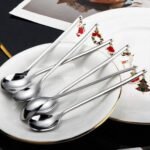 CHRISTMAS TEA COFFEE SPOON SET OF SIX - DANCING MOTIF - Image 4