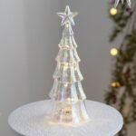 COLOR CHANGING EFFECT GLASS CHRISTMAS TREE WITH LIGHT 25 CM X 9 CM