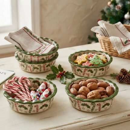 CHRISTMAS CANDY CAN CERAMIC BOWL