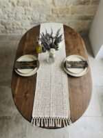 BEIGE RUNNER WITH TASSELS 200 CM X 30 CM