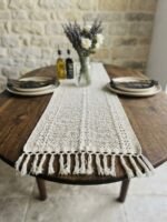 BEIGE RUNNER WITH TASSELS 200 CM X 30 CM - Image 4