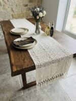 BEIGE RUNNER WITH TASSELS 200 CM X 30 CM - Image 2