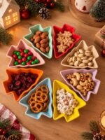 CHRISTMAS TREE COLORFUL CERAMIC BOWLS SET OF 8