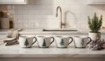 WHITE MUGS WITH GREEN TREE SET OF 4 500ML - Image 3