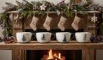 WHITE MUGS WITH GREEN TREE SET OF 4 500ML - Image 2
