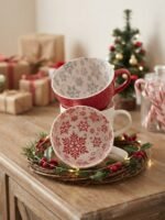 RED AND WHITE BOWLS SNOWFLAKES 540ML SET OF 2 11.8X8.4 CM - Image 2