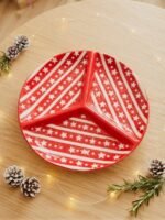 RED STARS ROUND DIVIDER PLATE 27X27X3 CM