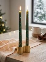 DESIGNED CHRISTMAS CANDLES GREEN SET OF 2 - Image 2