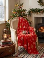 SNOWFLAKES RED BLANKET 200 X 150 CM