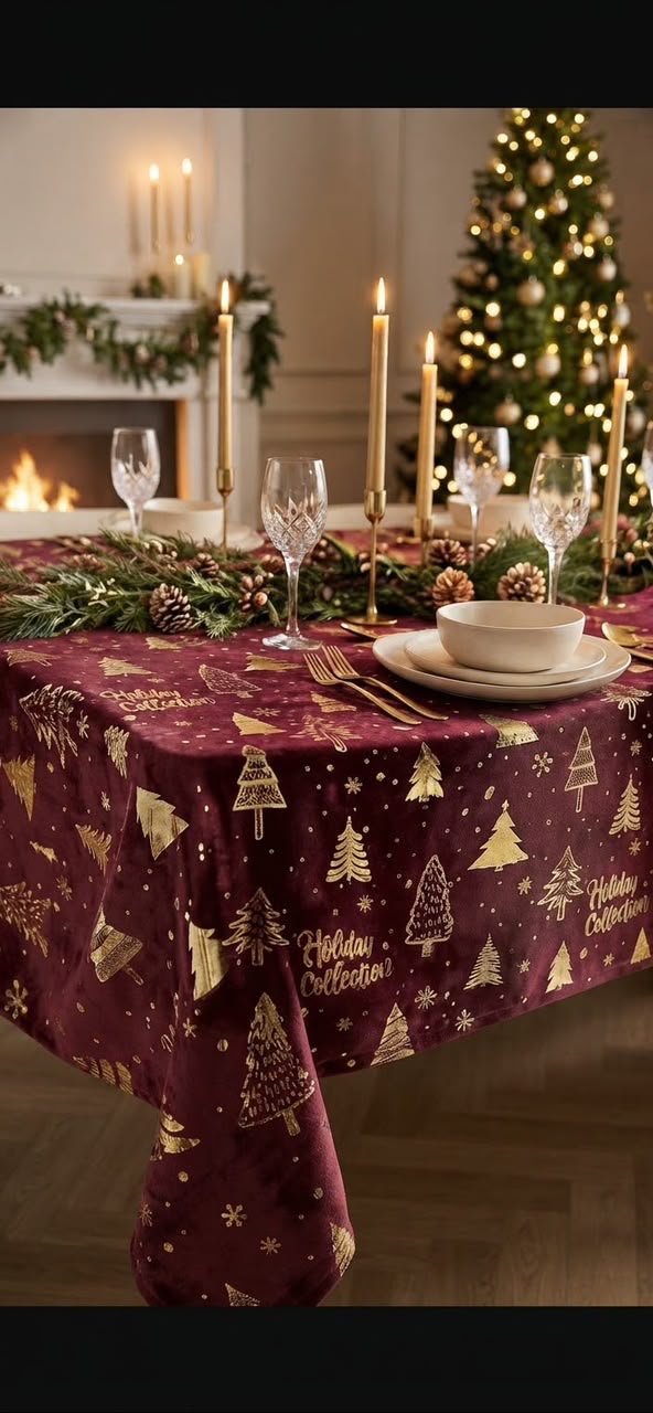 WhatsApp Image 2026-10-18 at 9.44.17 PM TABLE CLOTH RED AND GOLD 140X235 CM - Image 1