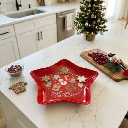 STAR SHAPE CHRISTMAS METAL TRAY 24 CM