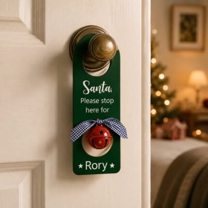 CHRISTMAS WOODEN DOOR HANGER WITH BELL