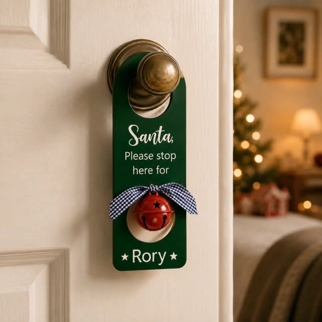 WhatsApp Image 2026-10-21 at 10.11.15 AM (1) CHRISTMAS WOODEN DOOR HANGER WITH BELL - Image 1